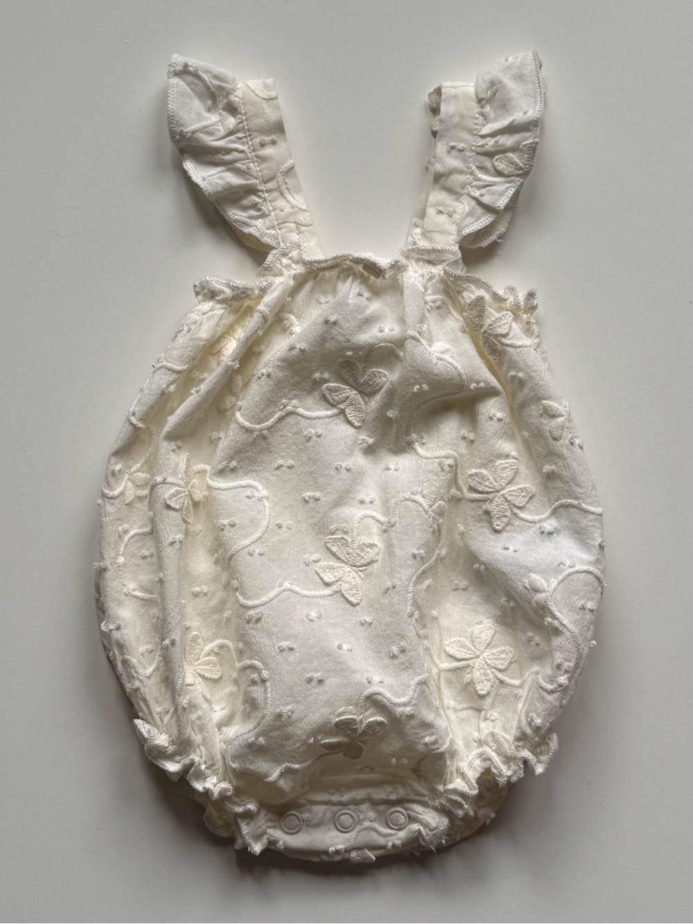ZARA Baby Girl Cream Butterfly Embroidered Romper - Size 1-3M